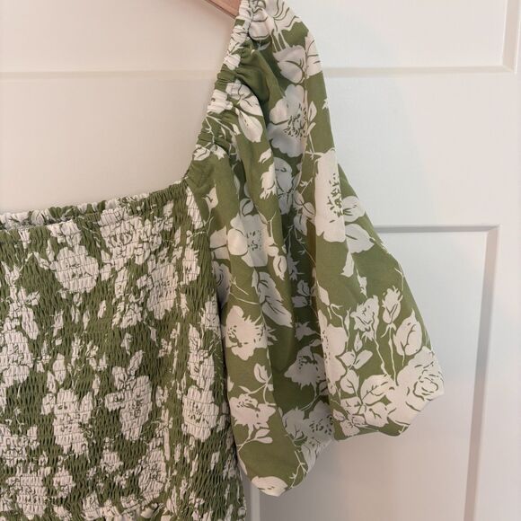 Women’s Green Floral Maternity Dress Puff Sleeve Square Neck Size XXL NWT - Picture 6 of 10